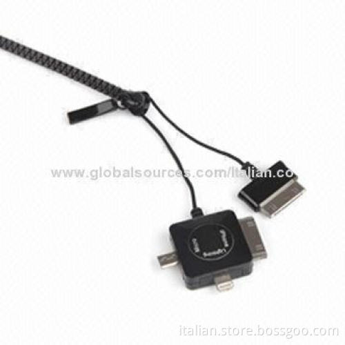 4-in-1 Zipper USB Cable with Charging and Data, Various Colors Available